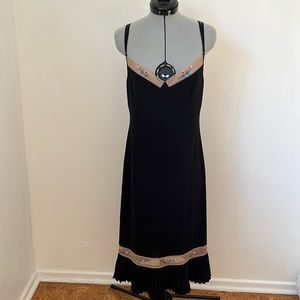 Vintage Black Dress with Beaded Flowers